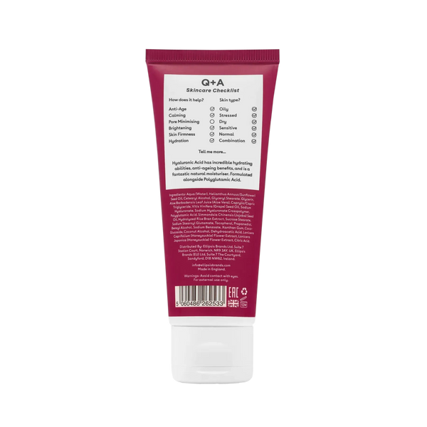 Зволожуючий крем з гіалуроновою кислотою Q+A Hyaluronic Acid Daily Moisturiser 75ml. ТЕРМІН ПРИДАТНОСТІ ДО 08.2026р. 5060486262533 фото